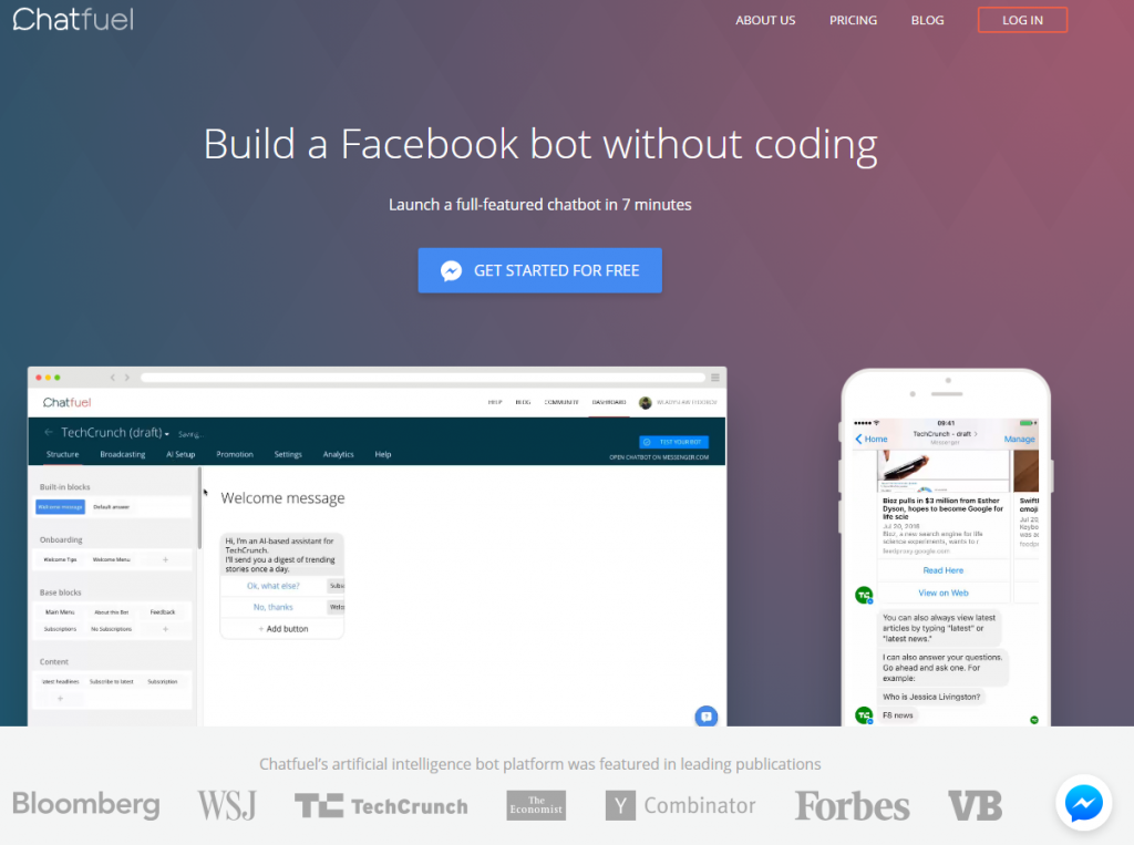 Chatfuel Facebook Chat Bot